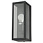 First Choice Lighting Set of 2 Montrose Black Clear Glass IP44 Outdoor Half Lantern Wall Lights
