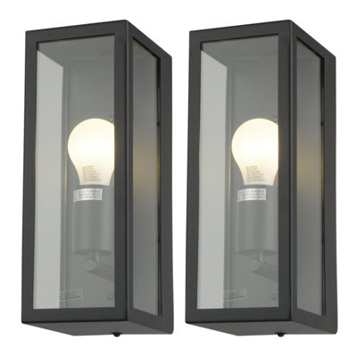 First Choice Lighting Set of 2 Montrose Black Outdoor Wall Lights