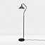 First Choice Lighting Set of 2 Morino Black Satin Nickel Clear Ribbed Glass Floor Lamps