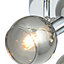 First Choice Lighting - Set of 2 Naomi Chrome with Smoked Glass 3 Light Ceiling Spotlights