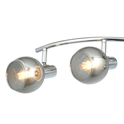 First Choice Lighting - Set of 2 Naomi Chrome with Smoked Glass 4 Light Ceiling Spotlights