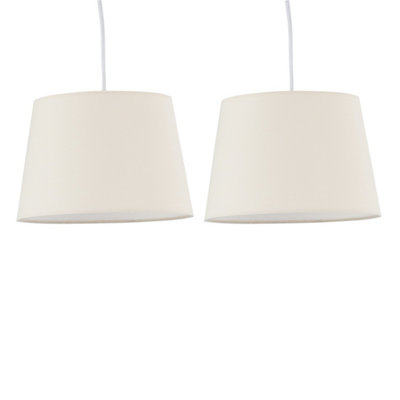 First Choice Lighting - Set of 2 Natural Cotton 23cm Tapered Cylinder Pendant or Lamp Shades