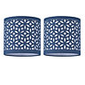 First Choice Lighting Set of 2 Navy Blue Laser Cut 15.5cm Table Lamp Shades