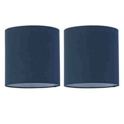 First Choice Lighting Set of 2 Navy Blue Textured Cotton 17cm Table Lamp Shades