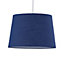 First Choice Lighting - Set of 2 Navy Cotton 28cm Tapered Cylinder Pendant or Lamp Shades