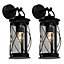 First Choice Lighting Set of 2 Neptune Black Clear IP44 Outdoor Wall Lights