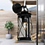 First Choice Lighting Set of 2 Neptune Black Clear IP44 Outdoor Wall Lights