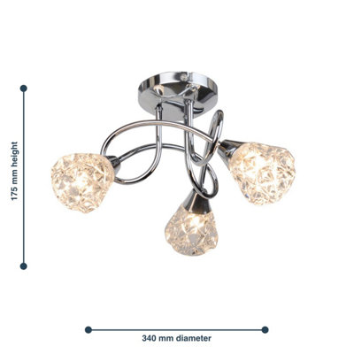 First Choice Lighting Set of 2 Oto Chrome with Clear Textured Glass 3 ...