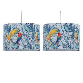 First Choice Lighting Set of 2 Parrot Velvet Parrot Design 30cm Pendant or Table Lamp Shades