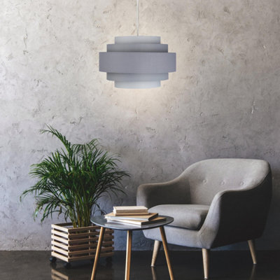 First Choice Lighting Set of 2 Penta Grey Easy Fit Fabric Pendant Shades