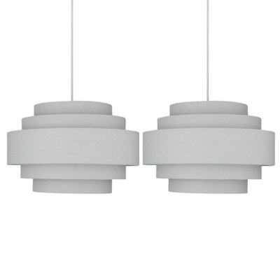 First Choice Lighting Set of 2 Penta Light Grey Easy Fit Fabric Pendant Shades