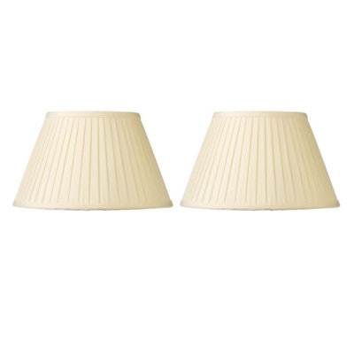 First Choice Lighting Set of 2 Pleated 50cm Cream Faux Silk Shades for Table or Floor Lamp
