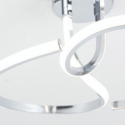 First Choice Lighting Set of 2 Polished Chrome LED Curve Flush Ceiling ...