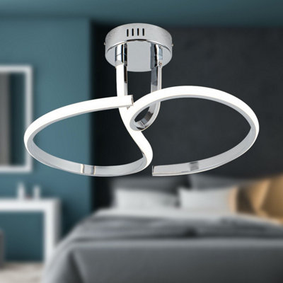 First Choice Lighting Set of 2 Polished Chrome LED Curve Flush Ceiling ...