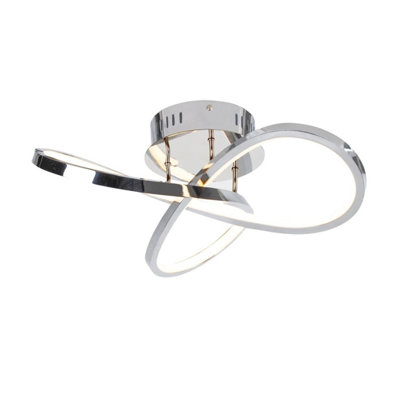 First Choice Lighting Set of 2 Polished Chrome LED Loop Flush Fittings