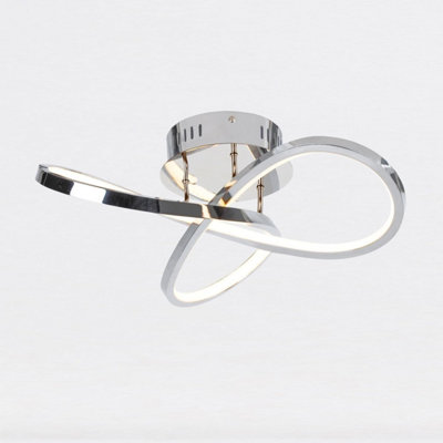 First Choice Lighting Set of 2 Polished Chrome LED Loop Flush Fittings