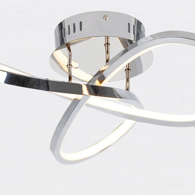 First Choice Lighting Set of 2 Polished Chrome LED Loop Flush Fittings