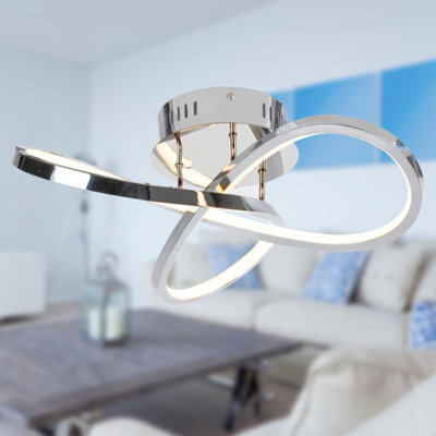 First Choice Lighting Set of 2 Polished Chrome LED Loop Flush Fittings