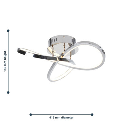 First Choice Lighting Set of 2 Polished Chrome LED Loop Flush Fittings
