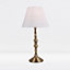 First Choice Lighting Set of 2 Prior Antique Brass White Table Lamp With Shades