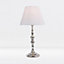 First Choice Lighting Set of 2 Prior Chrome White Table Lamp With Shades