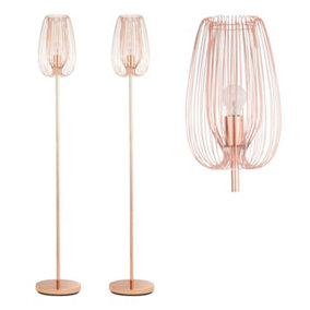 First Choice Lighting Set of 2 Quinn Copper Floor Lamps