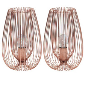 First Choice Lighting Set of 2 Quinn Copper Table Lamps