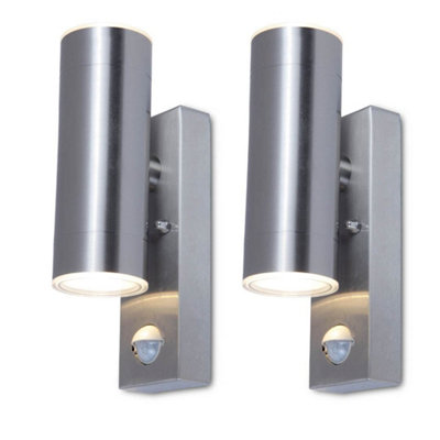 First Choice Lighting Set of 2 Rado Stainless Steel IP44 Outdoor Motion ...