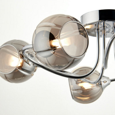 First Choice Lighting Set of 2 Rhian Chrome with Smoked Glass 5 Light ...