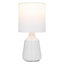 First Choice Lighting Set of 2 Ripple White Ceramic 28.5 cm Table Lamp With Shades