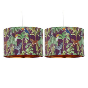 First Choice Lighting Set of 2 Safari Velvet Safari Design 30cm Pendant or Table Lamp Shades