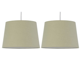 First Choice Lighting Set of 2 Sage Green Cotton 28cm Tapered Cylinder Pendant or Lamp Shades