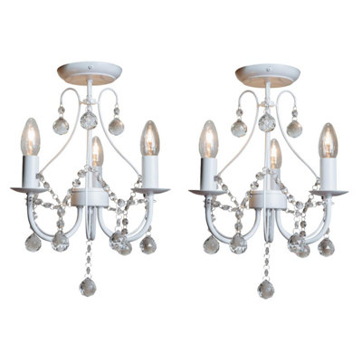 First Choice Lighting Set Of 2 Sapparia White Clear Beaded Glass 3 ...