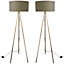 First Choice Lighting Set of 2 Saturn Copper Grey Tripod Floor Lamps
