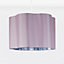 First Choice Lighting Set of 2 Scallop Chrome Blush Pink Easy Fit Fabric Pendant Shades