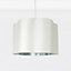 First Choice Lighting Set of 2 Scallop Chrome Off White Easy Fit Fabric Pendant Shades