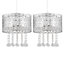 First Choice Lighting Set of 2 Seattle Clear Chrome Easy Fit Jewelled Pendant Shades