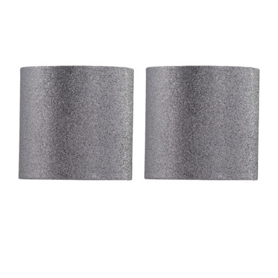 First Choice Lighting Set of 2 Silvery Grey Glitter 15cm Table Lamp Shades