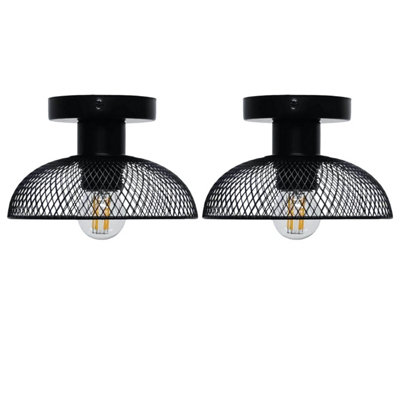 First Choice Lighting Set of 2 Sorrento Chrome Clear Crackle Glass 3 Light Flush Ceiling Lights