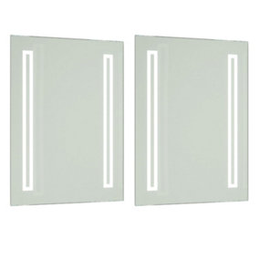 First Choice Lighting Set of 2 Spa LED Mirrored Glass IP44 60 cm Bathroom Battery Operated Mirrors