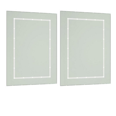 First Choice Lighting Set of 2 Spa LED Mirrored Glass IP44 60cm Band
