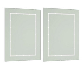 First Choice Lighting Set of 2 Spa - LED Mirrored Glass IP44 60cm Band Bathroom Battery Operated Mirrors