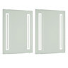 First Choice Lighting Set of 2 Spa - LED Mirrored Glass IP44 60cm Strip Bathroom Battery Operated Mirrors