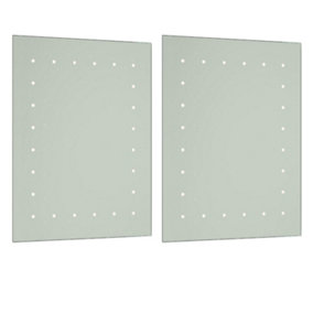 First Choice Lighting Set of 2 Spa - LED Mirrored Glass IP44 60cmm Dot Bathroom Battery Operated Mirrors