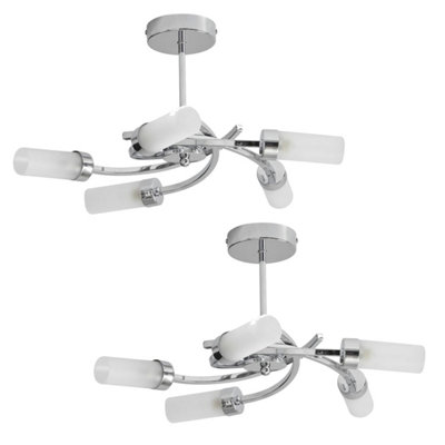 First Choice Lighting Set of 2 Spiral Chrome Frosted Glass 5 Light