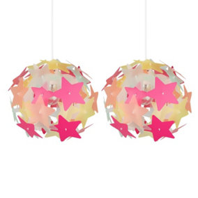First Choice Lighting Set of 2 Star Multi Coloured Easy Fit Pendant Shades