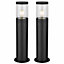 First Choice Lighting Set of 2 Storm Black Clear IP44 Outdoor Post Lights