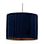 First Choice Lighting Set of 2 Sundance Navy Blue Velvet Pleated 30cm Lamp Shades with Gold Inner