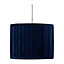 First Choice Lighting Set of 2 Sundance Navy Blue Velvet Pleated 30cm Lamp Shades with Gold Inner