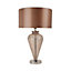 First Choice Lighting Set of 2 Swirl Chrome Mocha Glass Table Lamp With Shades